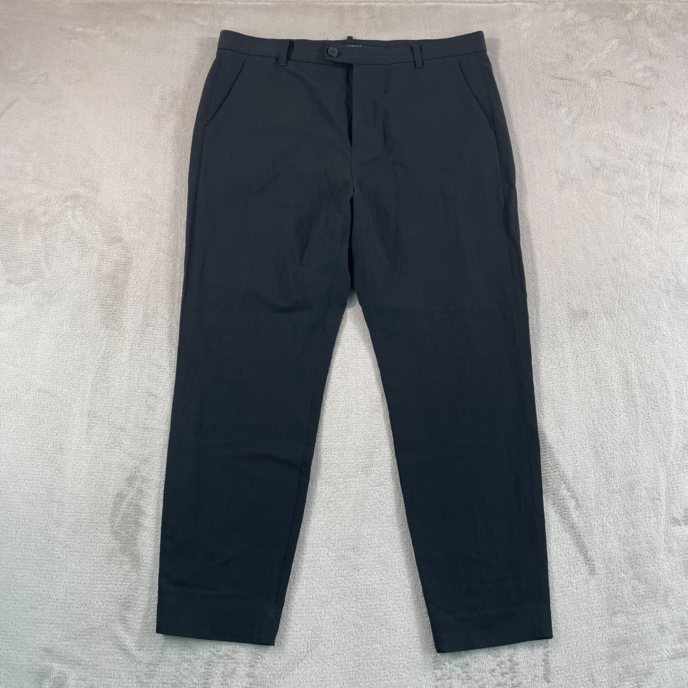 All Saints Expire‎ Trouser Pants Men 36x27 (Tag 34) Black Ramie Blend Cropped